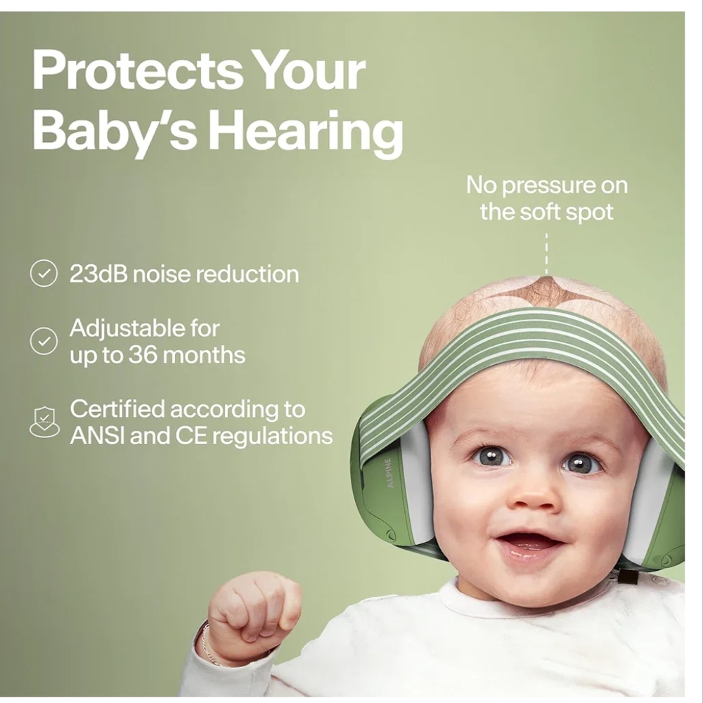 Alpine Baby Ear Protection Headphones - Light Green